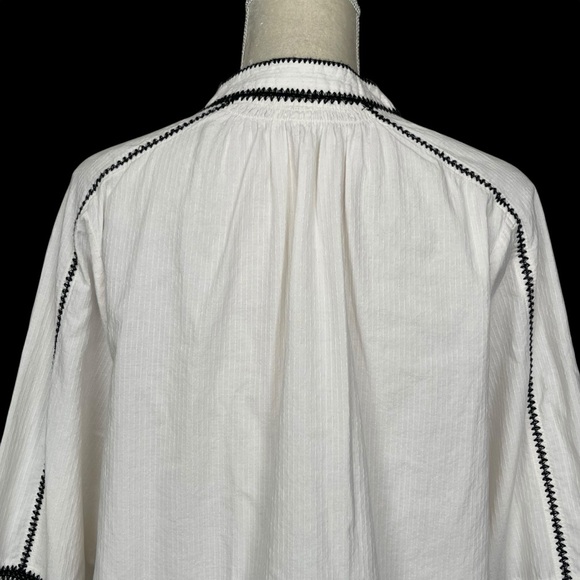 J. Jill Pure Jill Embroidered Peasant White Top Women’s Size M 3/4 Sleeves - Picture 6 of 9